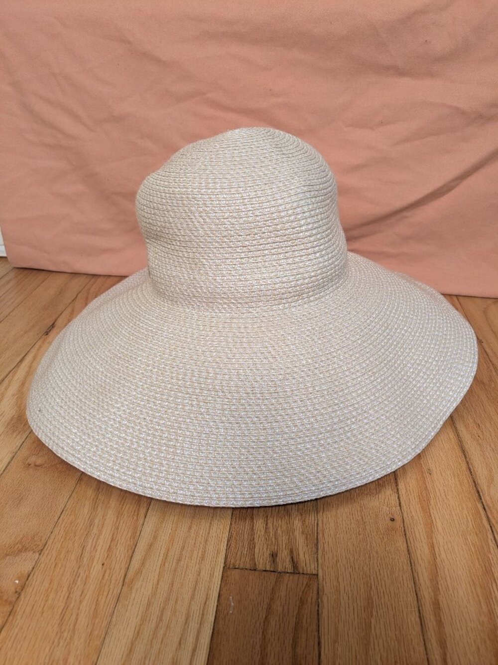 ERIC JAVITS Bella Squishee® Packable Wide Brim Sun Hat Cream Straw OS UPF 50+
